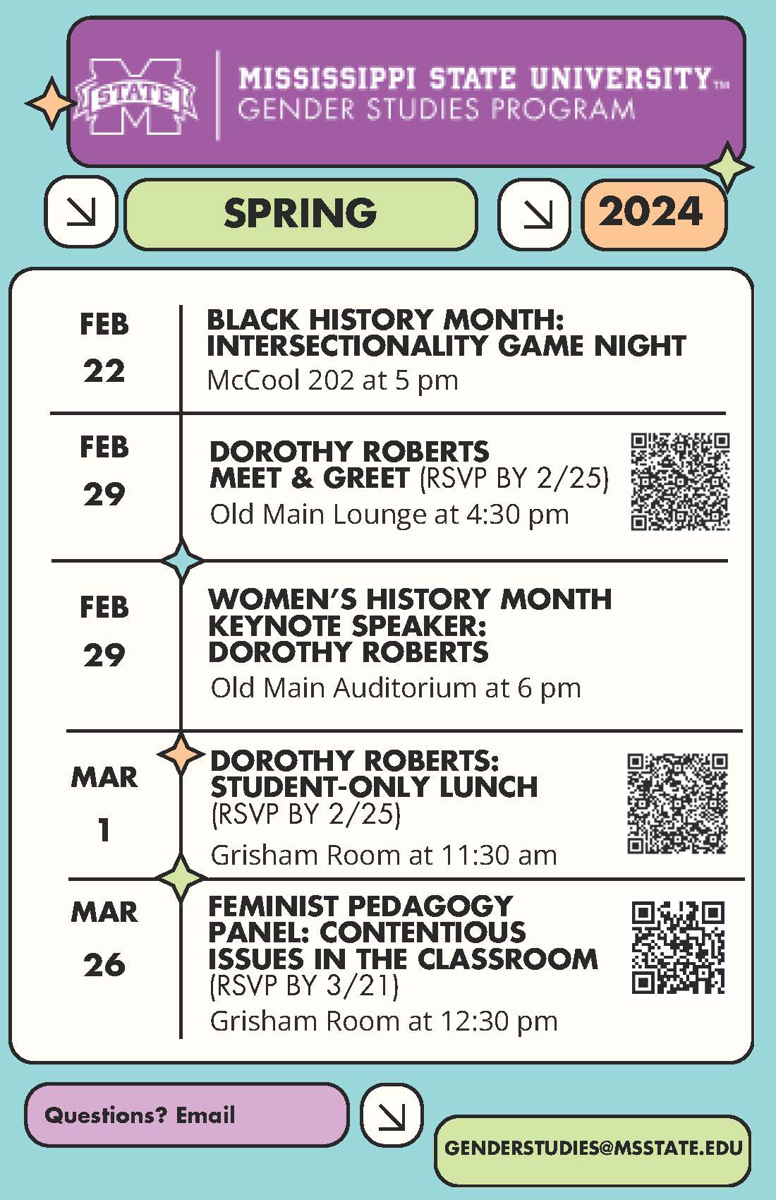 Gender Studies Spring 2024 Events 